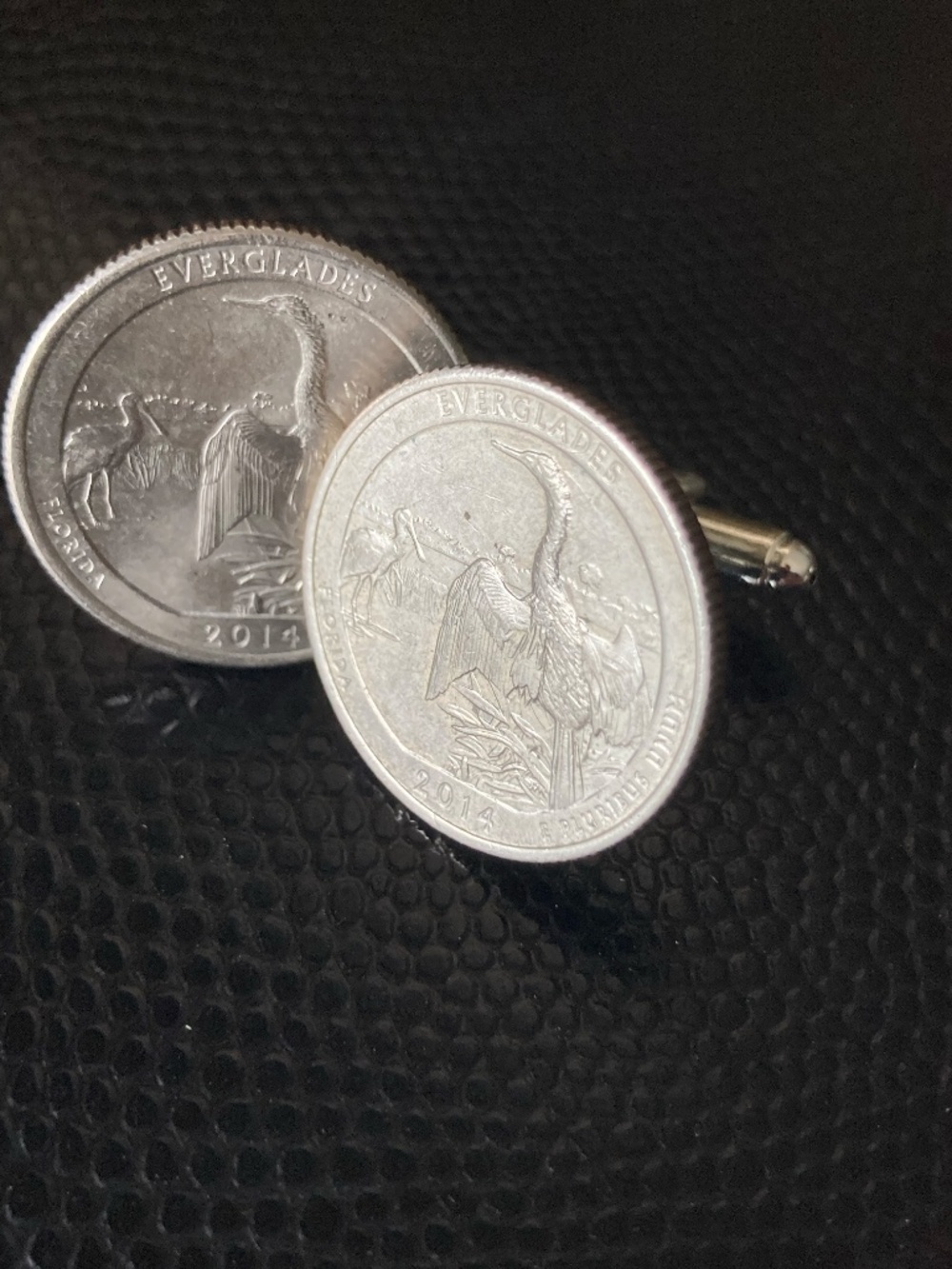 2014 Everglades National Park Quarter Cufflinks Florida Bird Coin Handmade Men’s